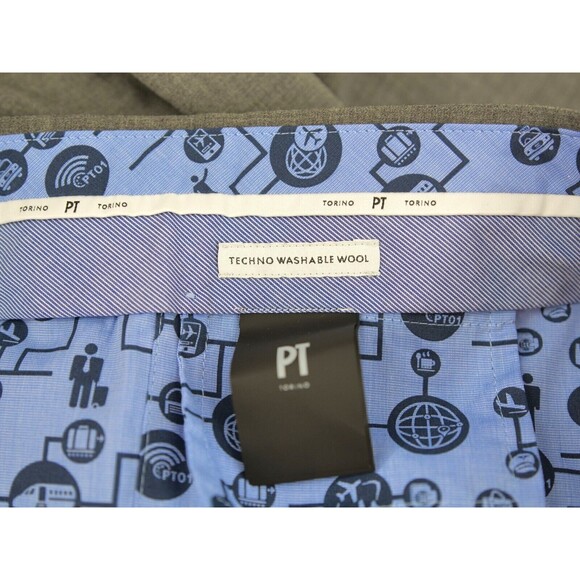 PT Torino Slim Fit Leg Pants Gray Men EU54 US 38 Trousers‎ Techno Washable Wool - Picture 10 of 11